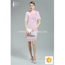 Guangzhou fábrica de alta calidad de color rosa bebé gordo vestido casual por debajo de la rodilla